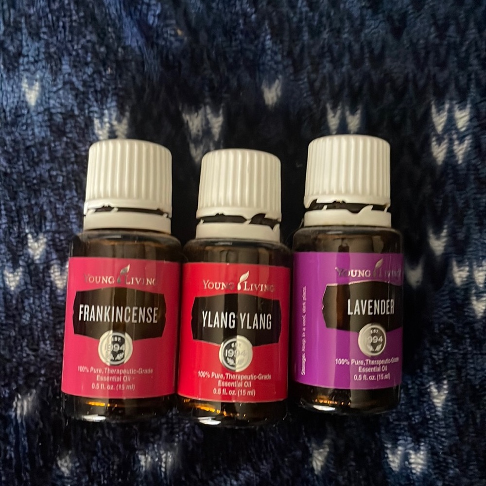 Young living stock- ylang ylang, lavender and frankincense. Also random rollers